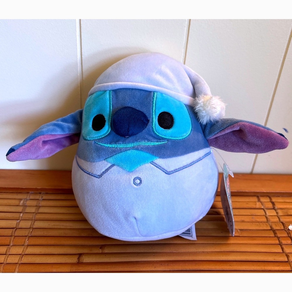 Squishmallows Disney Stitch in Pajamas Nightcap 8 Inch Holiday Plush NWT